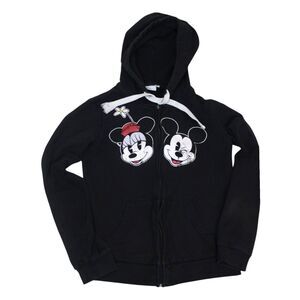 Disney Mickey Mouse Y2K Black Zip Hoodie Women’s SM Retro Graphic Sweatshirt